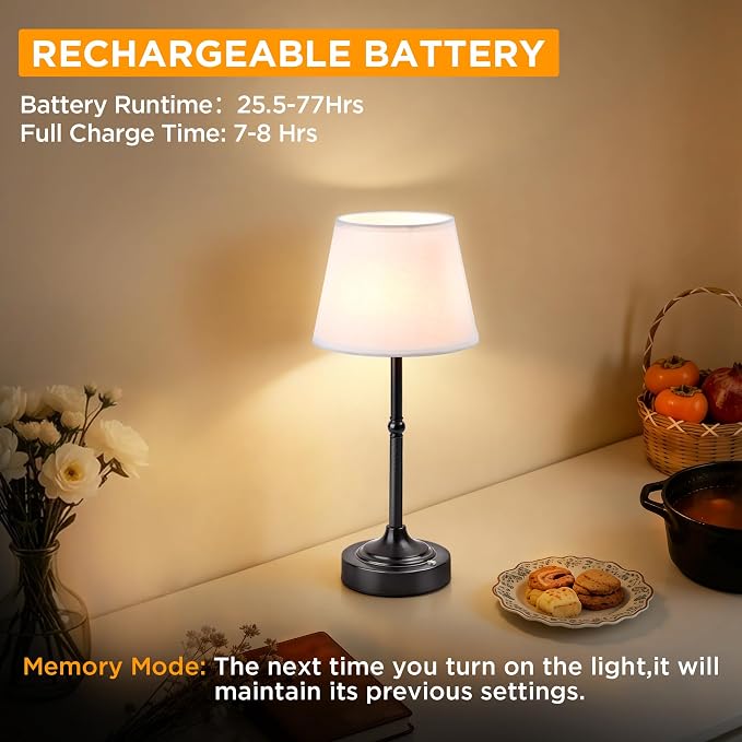 LUTEC 2 Pack Cordless Table Lamp, Battery Operated Lamp - Image 6