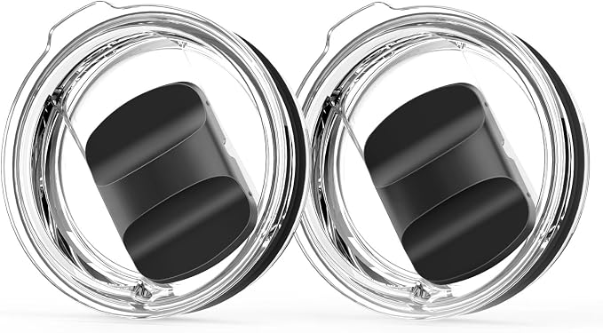 10 oz Wine Tumbler Lid Replacement, 2 Pack Magnetic Slider Cup Lids Compatible by SOONSURE