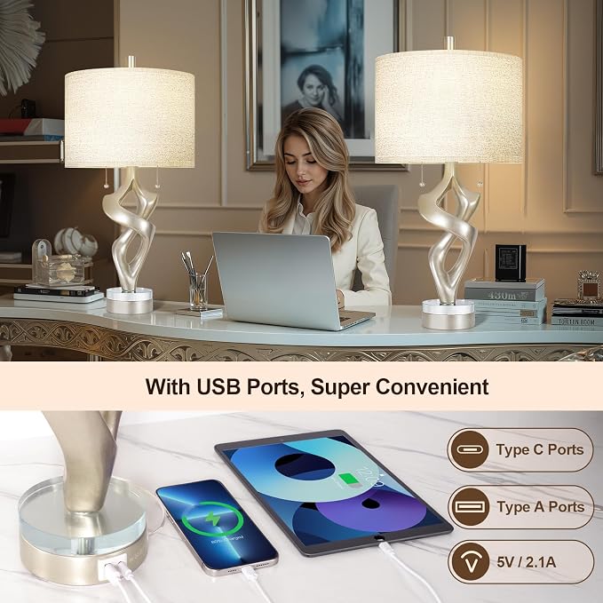 Scenekoy Sculptural Resin Table Lamp Set of 2 - Image 3