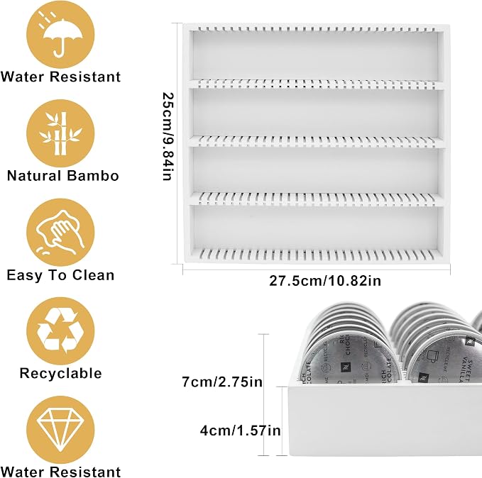 MinBoo Bamboo Coffee Capsule Storage Drawer Tray, Bamboo Drawer Insert - Image 3