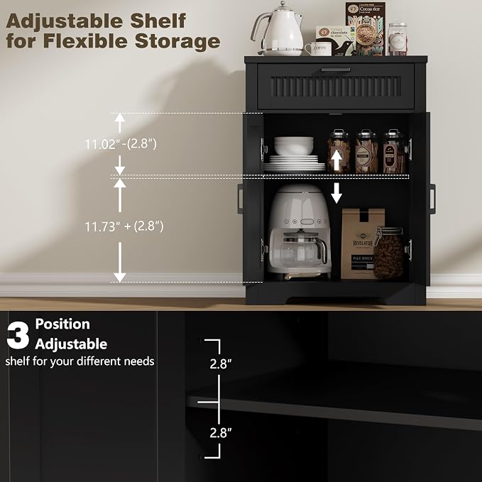 Buffet Cabinet with Storage Drawer, Farmhouse Coffee Bar Table with Storage - Image 4