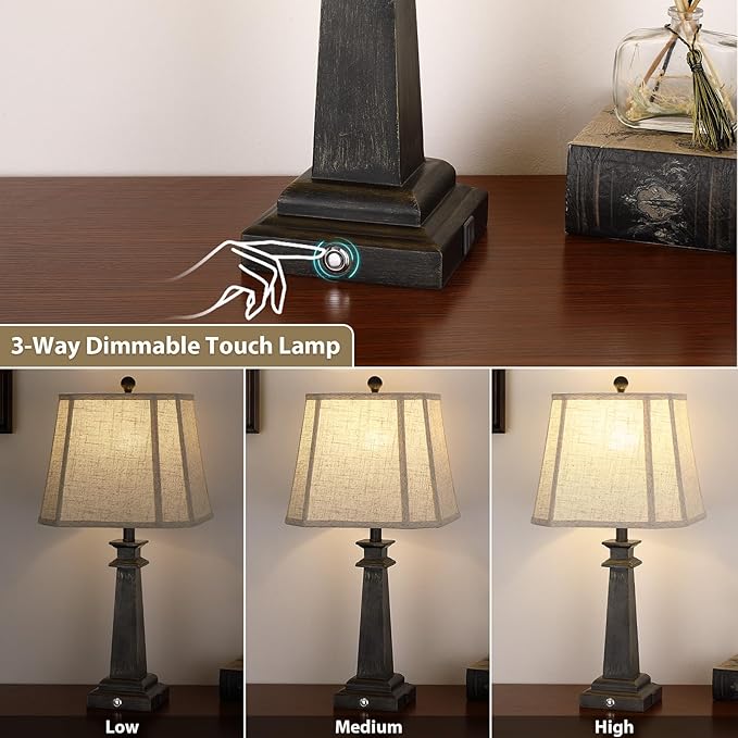 27.5" Table Lamp for Bedroom, 3-Way Dimmable Touch Lamp for Nightstand - Image 2