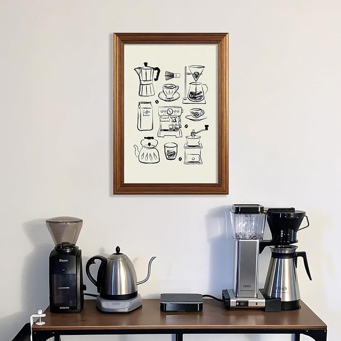 Gold Framed Modern Kitchen Wall Art 20x30 inch Black and White Minimalist - Image 5