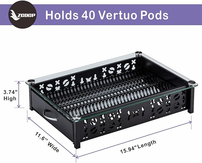 ZCDCP for Nespresso Pod Holder, Vertuo Pod Holder Drawer Glass Top Coffee Pod - Image 3