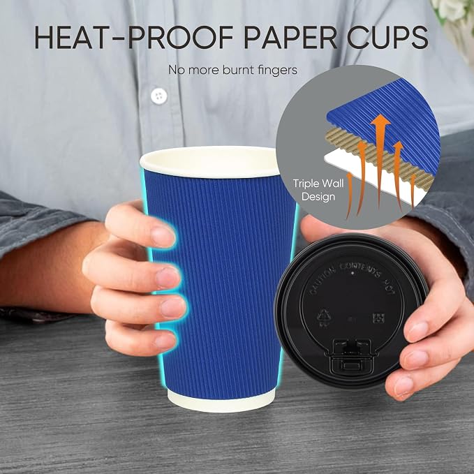 100 Pack 16 oz Disposable Coffee Cups - Image 3