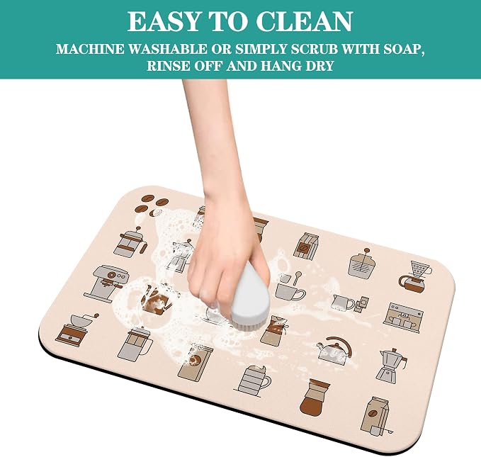 Coffee Mat - Fashion Absorbent Coffee Bar Mat - Drying Mat Waterproof Protects - Image 6