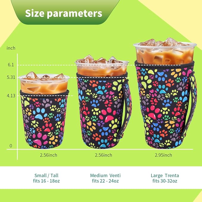 3 Pack Iced Coffee sleeve Insulated Neoprene Cup Sleeves - Image 2