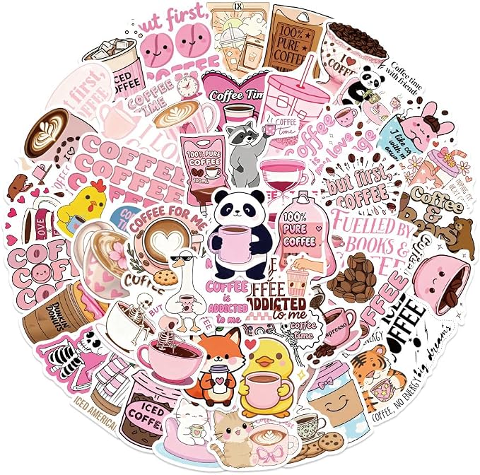 Funny Love Coffee Waterproof Stickers - Image 7