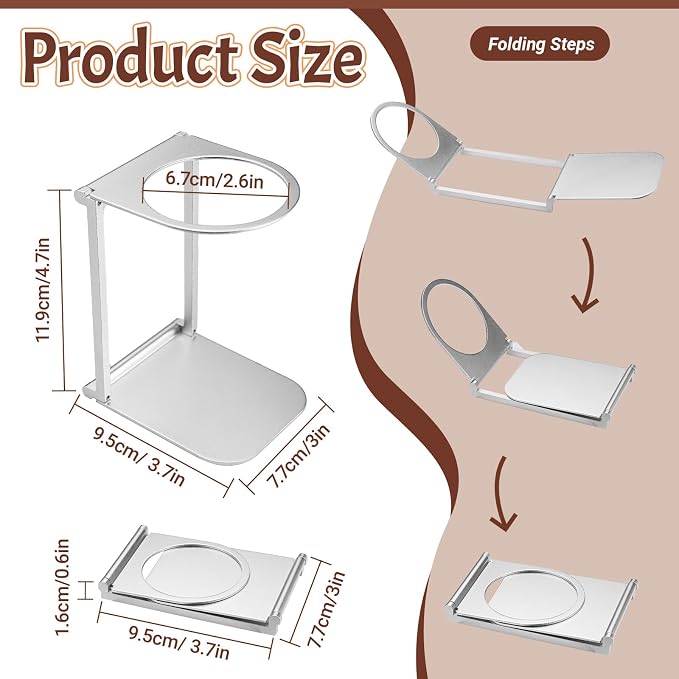 Portable Coffee Maker Stand, Foldable Aluminum Pour Over Coffee Dripper Holder - Image 2