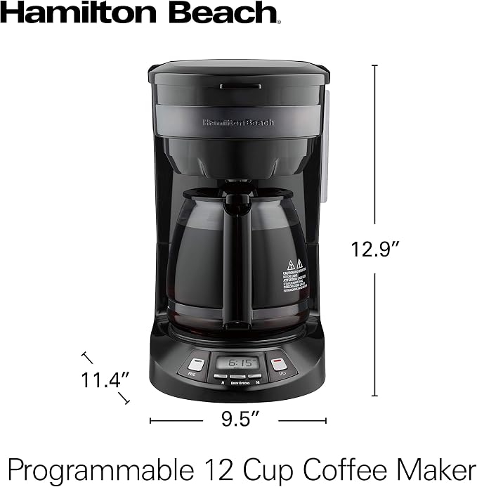 Hamilton Beach 12 Cup Programmable Drip Coffee Maker Machine, Regular & Bold - Image 8