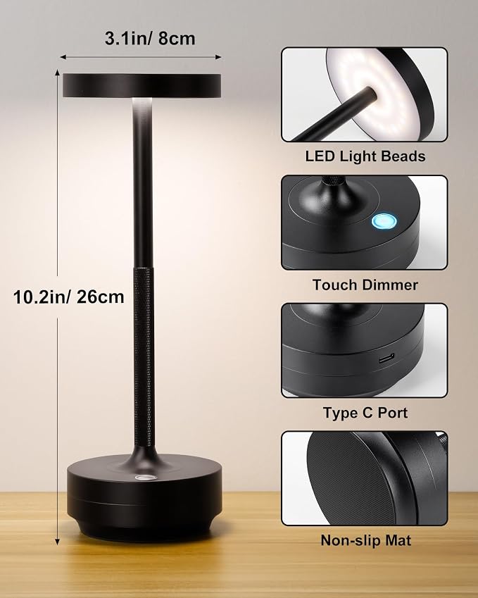 LED Cordless Table Lamp - 5000mAh Rechargeable Battery Operated Outdoor - Image 6