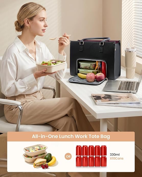 LOVEVOOK Laptop Lunch Bag for Women 15.6 Inch, Waterproof Tote Purse - Image 3