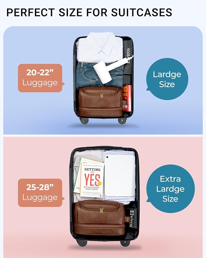 Elviros Toiletry Bag for Mens PU Leather Travel Organizer Kit - Image 4