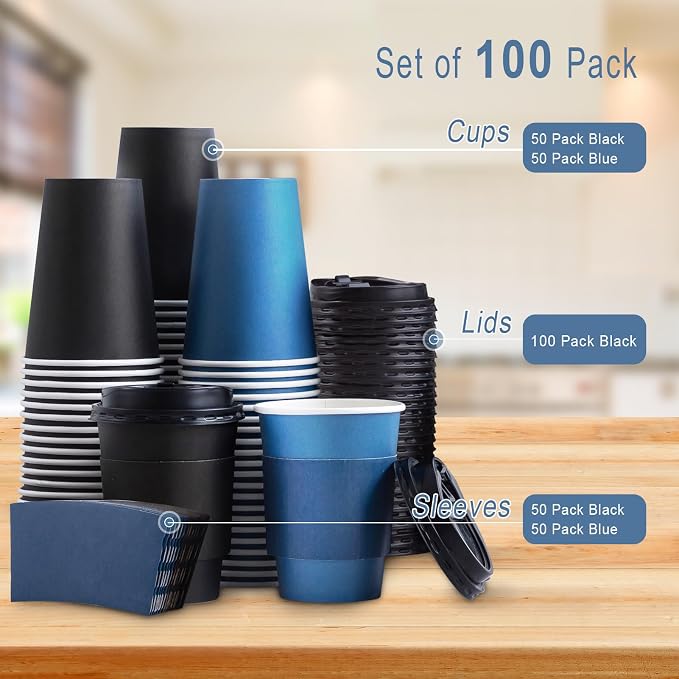 SIUQ 100 Pack 12 oz Disposable Coffee Cups - Image 8