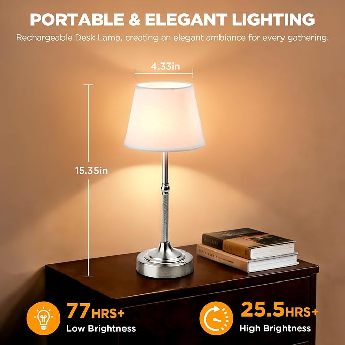 LUTEC 2 Pack Cordless Table Lamp, Battery Operated Lamp - Image 4