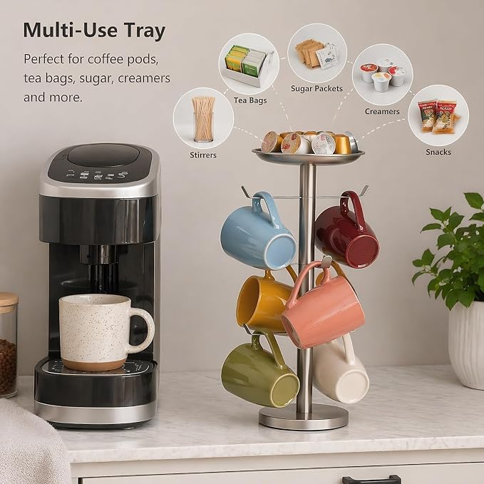 Coffee Mug Tree, Cup Holder for 6 Cups, - Image 3