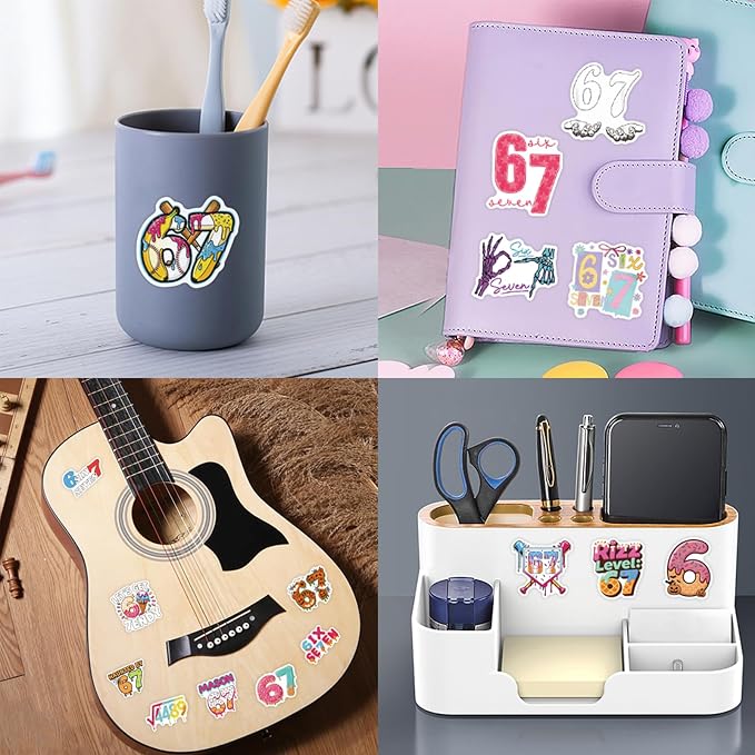 100PCS 6 7 Stickers, Vinyl Waterproof Funny Decals Pack - Image 5