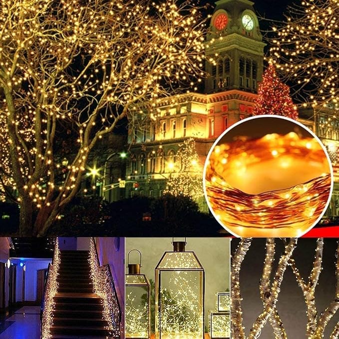 Joomer Fairy String Lights 33FT 100 LEDs Plug in Fairy Lights Indoor Copper - Image 7
