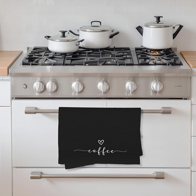 Black Coffee Kitchen Towels, Coffee Lovers Gifts, 16x24 Inch - Image 5