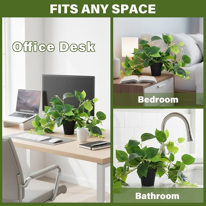 Tiita 2 Pack Fake Plants Artificial Scindapsus Aureus in Pots, Realistic Fake - Image 5