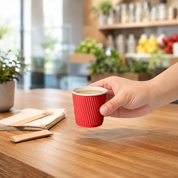 Restaurantware-4 Ounce Paper Coffee Cups, 25 Ripple Disposable Paper Cups - Image 5
