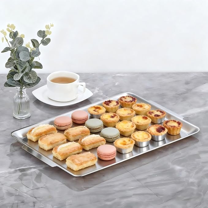 16.3" x 11" Large Serving Platters, Stainless Steel Heavy-Duty Large Serving - Image 8