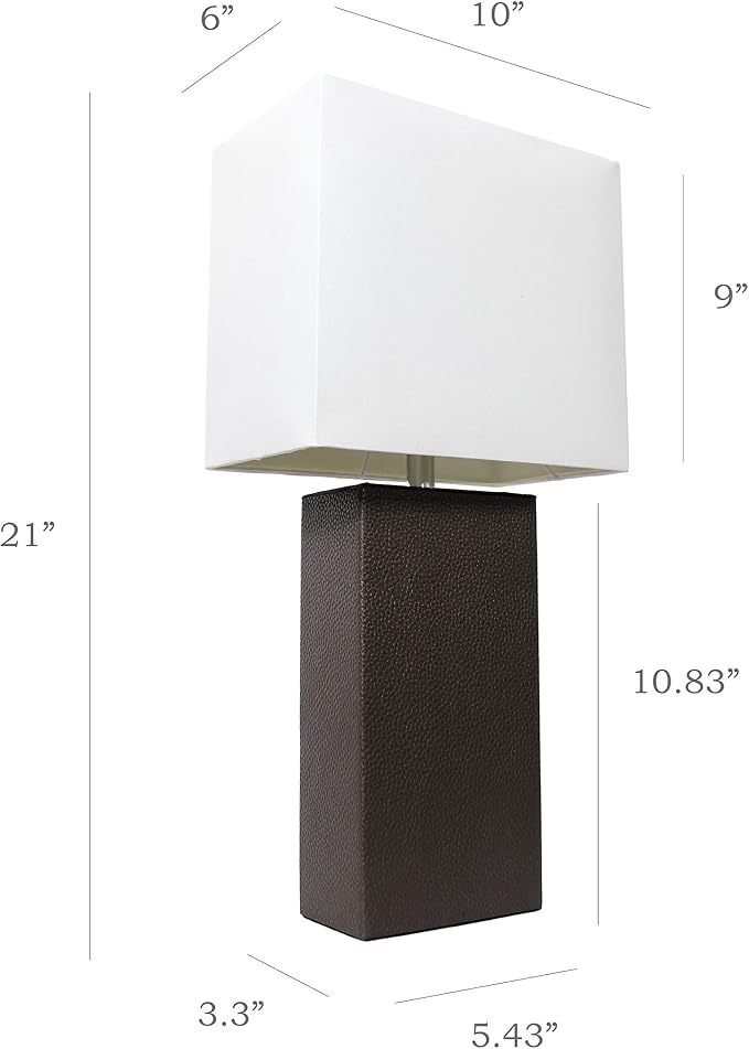 Elegant Designs LC2000-BWN-2PK Modern Leather Table Lamps - Image 4