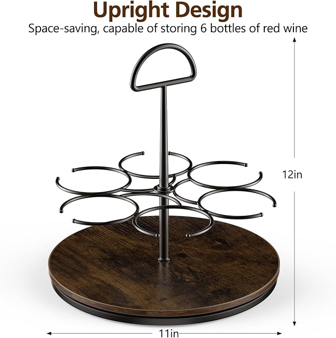 360° Rotating Wine and Coffe Syrup Bottle Rack, 6-Bottle Countertop Organizer - Image 2