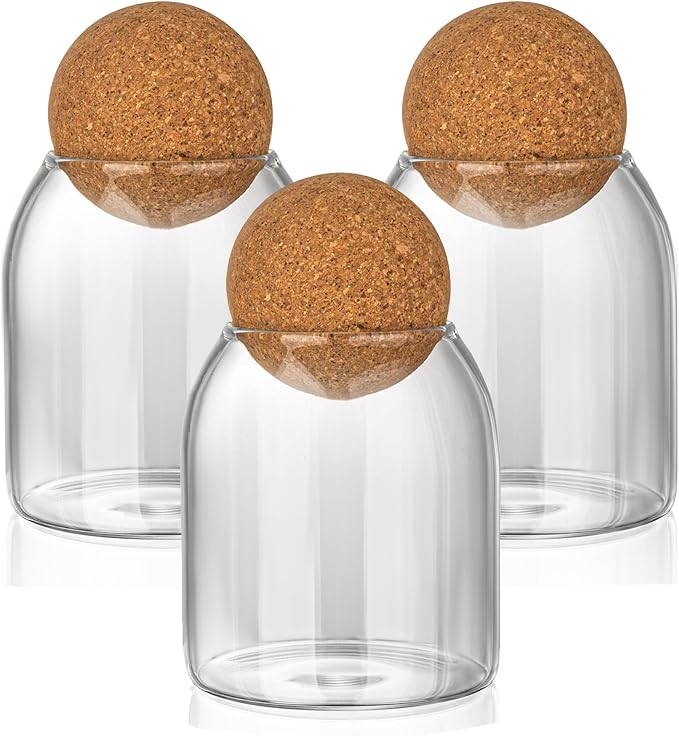 3 Pcs Glass Storage Jars, 480ML/16Oz | Airtight Cork Ball Lids, Glass Containers - Image 7