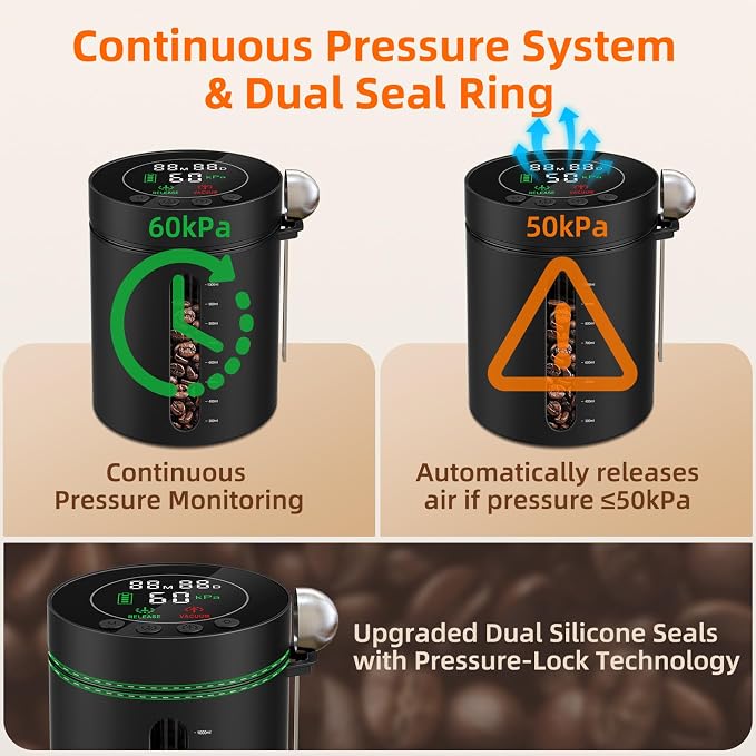 Automatic Vacuum Coffee Canister, 1.3L Coffee Container - Image 3