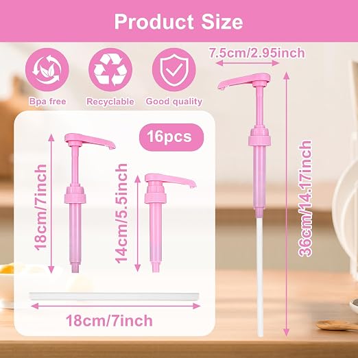 16 Pcs Coffee Syrup Pump with 16 Pcs Tubes, Flavorings, Reusable Syrup Pump - Image 2