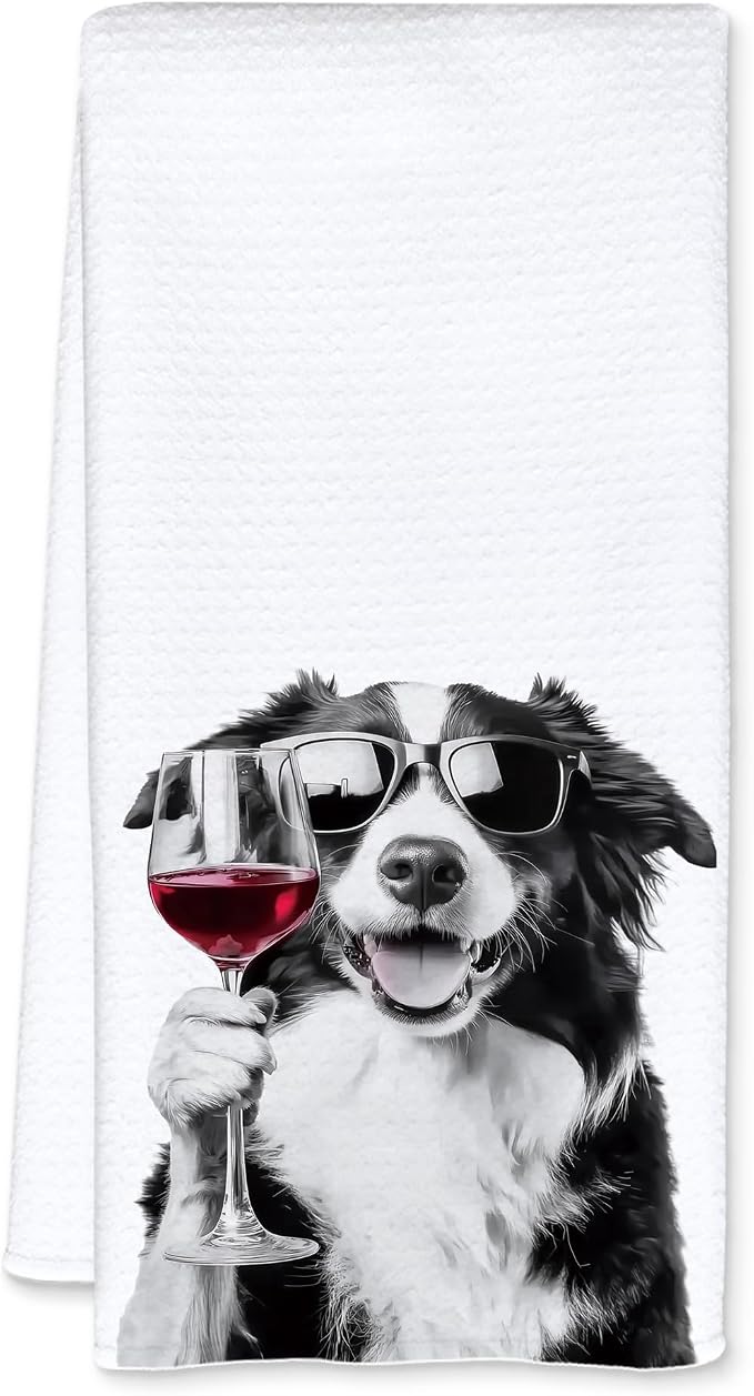 Funny Border Collie Kitchen Towels, Border Collie Gifts Dish Tea Towels by Unknown
