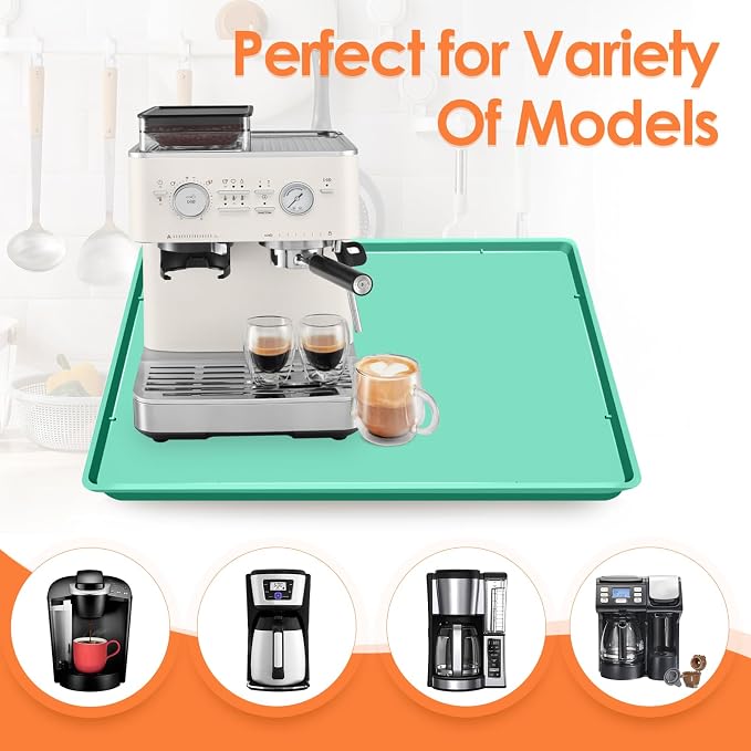Silicone Coffee Maker Mat with Lip, 19.7'' x 15'' Heavy Duty Coffee Maker Mat - Image 6
