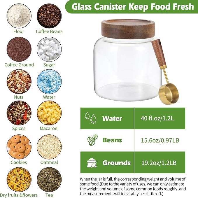 Glass Food Storage Jar with Lids Spoon Thicken Glass Coffee Canister - Image 3