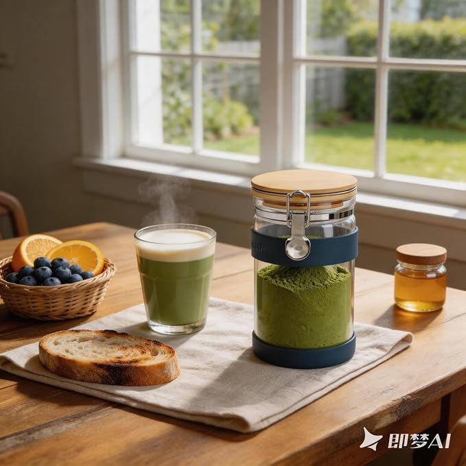 Airtight Glass Matcha Container - 1200ml Large Matcha Storage Jar with Bamboo - Image 3