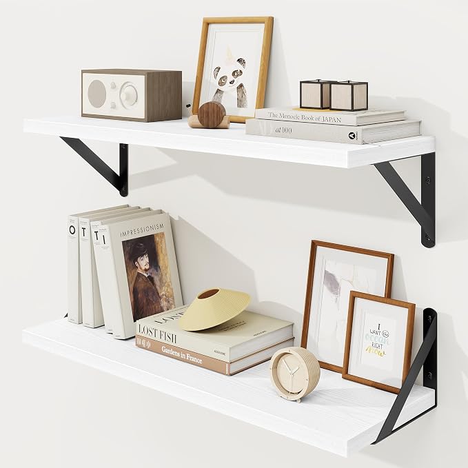 Floating Shelves 8 Inch Deep, 24W x 8D Wall Shelf Set of 2, 50 lbs Heavy Duty by KovaScapeHomeDecor