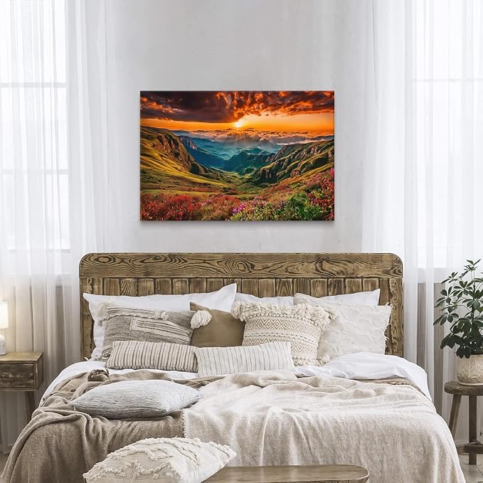 EFONTGSNB Great Smoky Mountain Canvas Wall Art Sunrise Forest Landscape Decor - Image 4