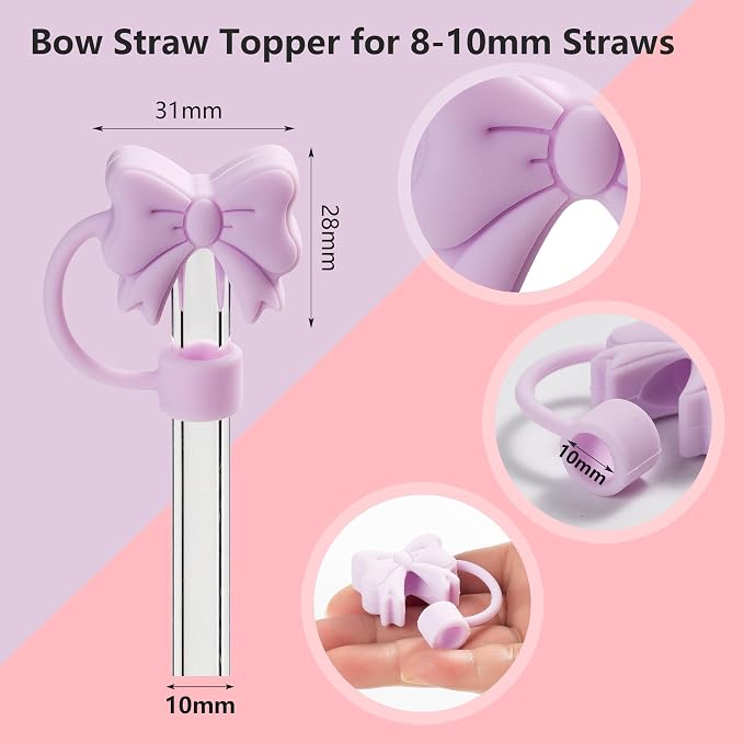 6PCS Bow Straw Toppers, Cute Straws Covers - Image 4
