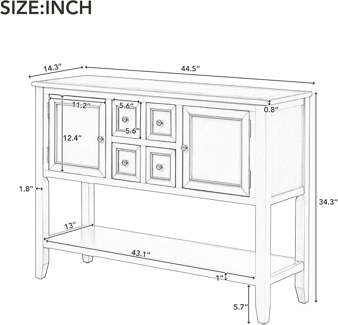 LKTART Farmhouse Sideboard Buffet Cabinet Kitchen Sideboard Cabinet - Image 2