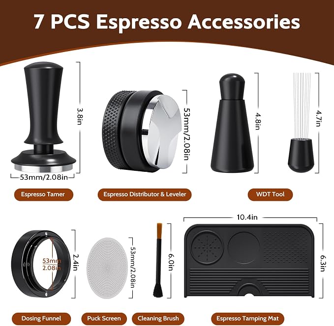 7 PCS Espresso Accessories, 54mm Espresso Tamper Tools, Coffee Distributor - Image 2