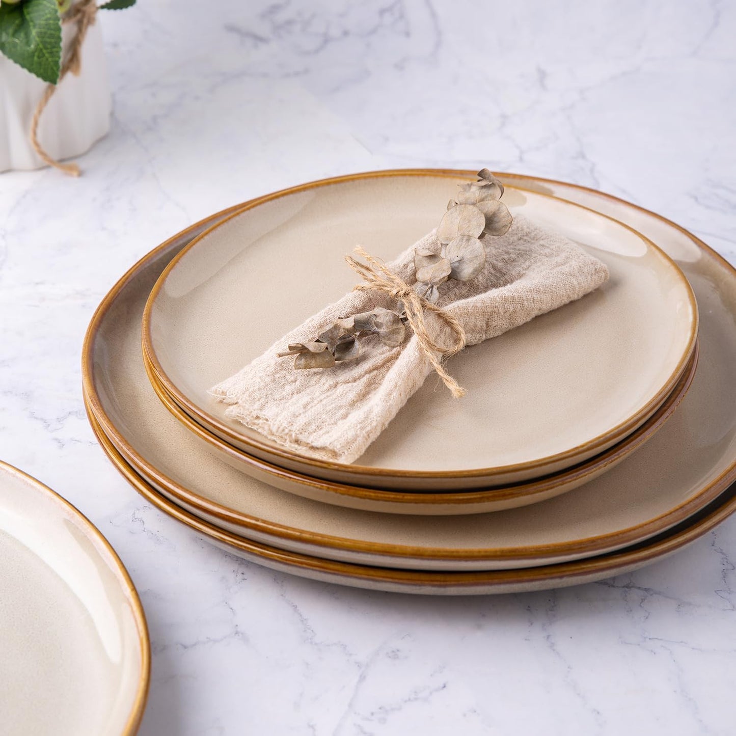 AmorArc Ceramic Plates Set of 6, 8.5 Inch Handmade Reactive Glaze Stoneware Plates set for Dessert, Salad, Appetizer, Small Dinner Plates, Microwave&Dishwasher Safe, Scratch Resistant