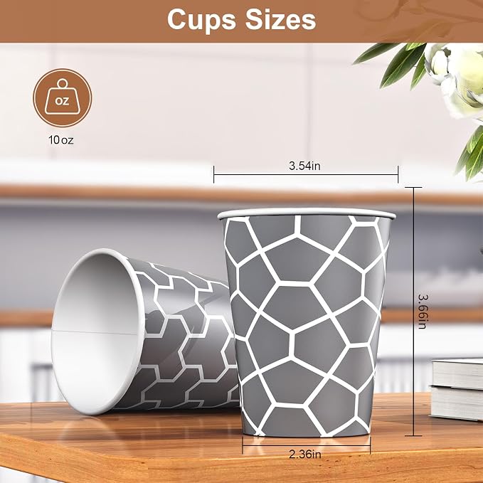 240 Count 10 oz Paper Coffee Cups, Disposable Paper Cups, Hot/Cold Beverage - Image 2
