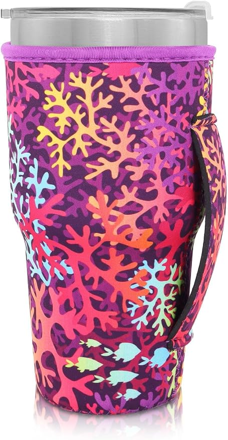 Reusable Iced Coffee Cup Sleeve Neoprene Insulated Sleeves Cup Holder - 32oz by AJLTPA