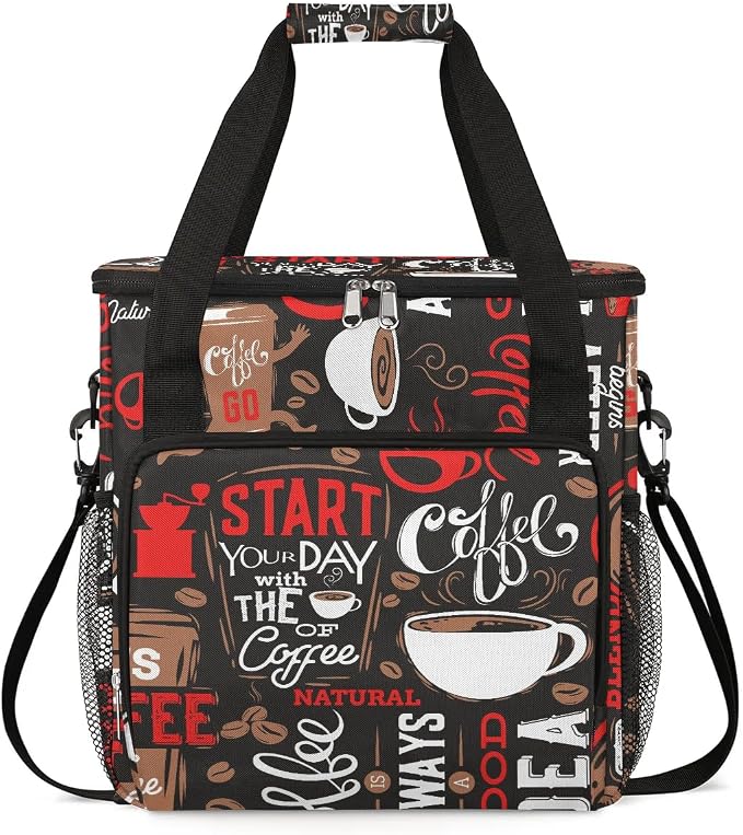 coffee beans cup red Coffee Maker Carring Bag Travel Carrying Storage Tote Bag by CFERSAN