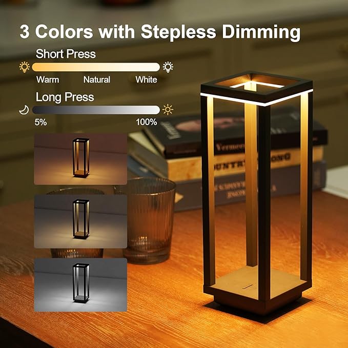 2 Pack Cordless Table Lamp Rechargeable, IP55 Waterproof, 60h Runtime Protable - Image 2