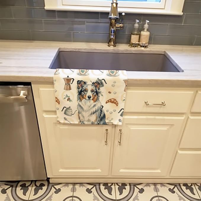 Caroline's Treasures Blue Merle Border Collie Coffee Bar Kitchen Towel Velour - Image 2