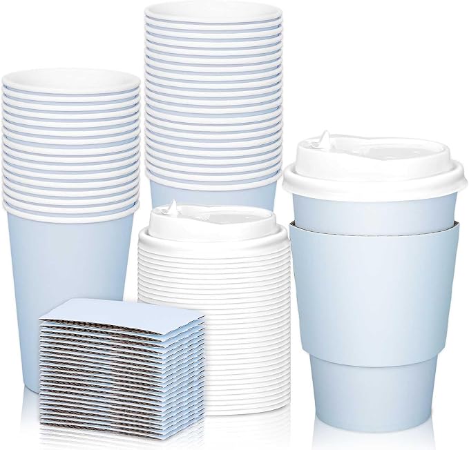JarThenaAMCS 50Pcs Blue Disposable Coffee Cups by JarThenaAMCS