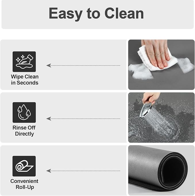 Ecotrim Absorbent Coffee Mat, Stain Hiding PU Leather Surface, Non-Slip Natural - Image 3