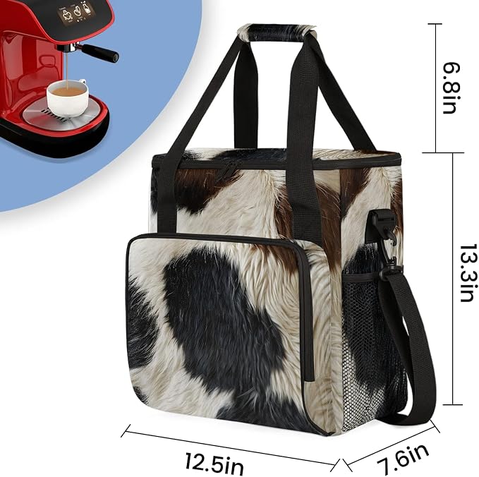 Brown Cow Coffee Maker Carring Bag, Large Insulated Storage Organizer Case Tote - Image 2