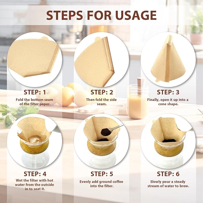200 Count Coffee Filters #4, Disposable Cone Coffee Filters 8-12 Cup, - Image 4